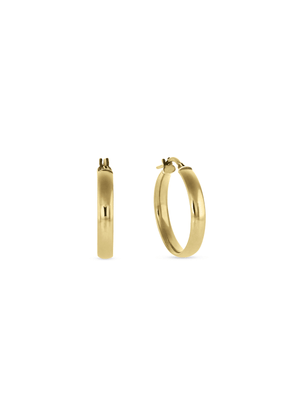 Yellow Gold & Sterling Silver, 4mm Hoop Earrings