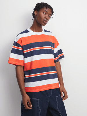 Men's Orange Retro Striped T-Shirt