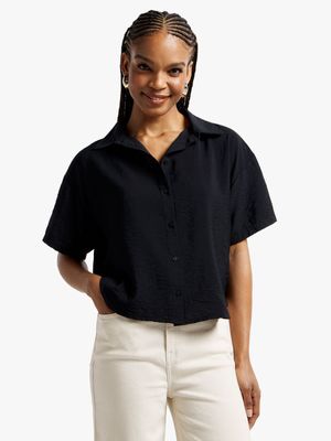 Women's Black Boxy Shirt