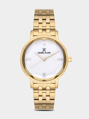 Daniel Klein Gold Plated White Dial Bracelet Watch