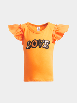 Jet Younger Girls Orange Frill T-Shirt