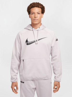 Mens Nike Therma-FIT Pullover Fitness Platinum Hoodie