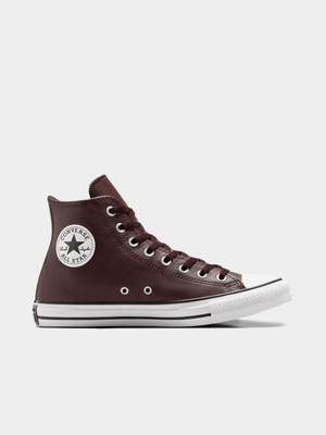 Mens Converse Chuck Taylor All Star Leather Burgandy/White Sneakers