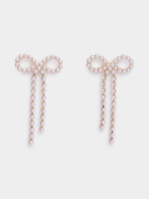 Pearl Bow Drop Earrings