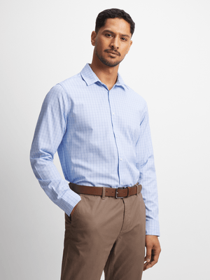 Jet Men's Light Blue Textured Check Shirt