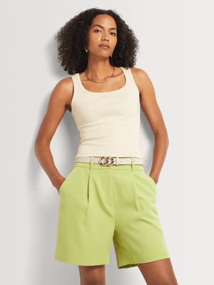 Broad Waistband Smart Bermuda Shorts