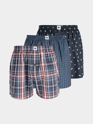 MKM 3 PACK CHECK & SKULL BOXER