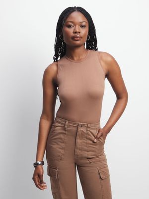 Women's Brown Seamless Bodysuit