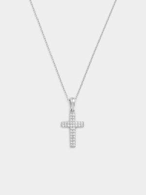 Sterling Silver Cubic Zirconia Pavé Cross Pendant