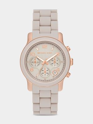 Michael Kors Runway Rose Plated Stainless Steel Chronograph Silicone Watch