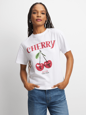 Women's White  Graphic Print T-Shirt