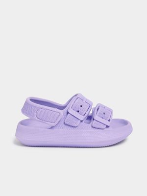 Younger Girl's Purple Double Strap Slides