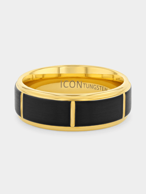 Gold & Black Plated Tungsten Blocks Ring