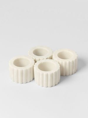 AH Fluted Marble Napking Rings Set of 4 White