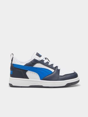 Junior Pre-School Puma Rebound Low White/Black/Blue Sneakers