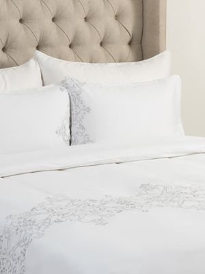 Grace Silver Regal Embroidery Duvet Cover Set