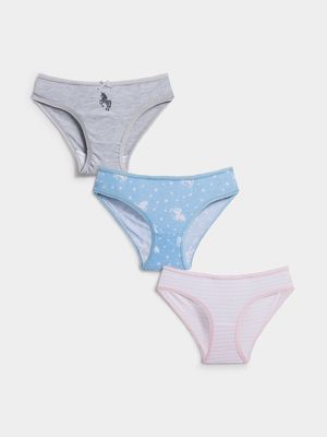 Jet Younger Girls Multicolour 3 Pack Unicorn Bikini