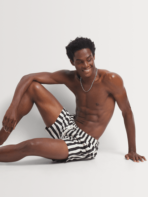 Men's Markham Printed Stripe Black/Milk Swimshort