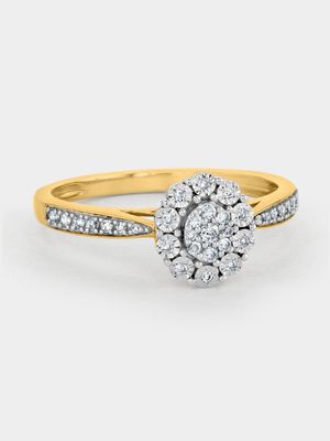 Yellow Gold Diamond Round Cluster Ring