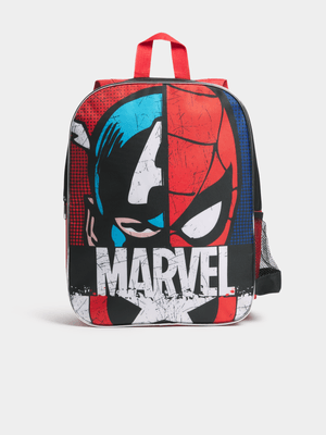 Jet Boys Red/Black Marvel Faces School Backpack