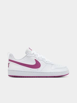 Junior Grade-School Nike Court Borough Recraft White/Hot Fuchsia Sneakers