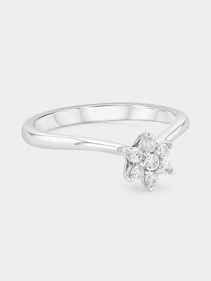 Sterling Silver Lab Grown Diamond Star Flower Ring