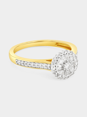 Yellow Gold 0.33ct Diamond Round Halo Channel Ring