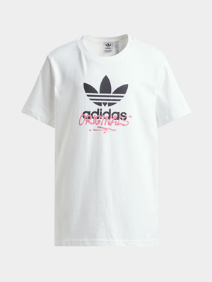 adidas Originals Girls Youth Trefoil Spray White T-Shirt