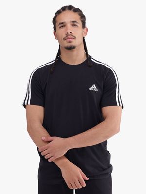 Mens adidas Essential 3 Stripes Black/White Tee