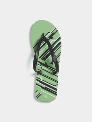 Jet Men's Sage Abstract Print Flip Flops