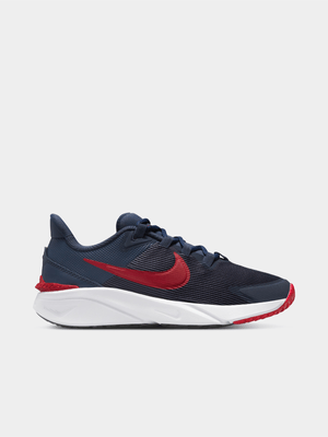 Junior Grade-School Nike Star Runner 4 Navy/Red Running Shoes