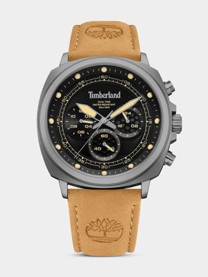 Timberland Williston-Small Gunmetal Plated Black Dial Tan Leather Chronograph Watch