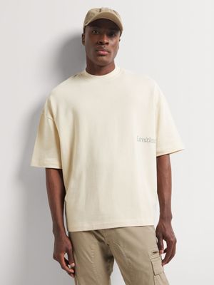 Men's Markham Oversized Half Sleeve Graphic Natural  T-Shirt