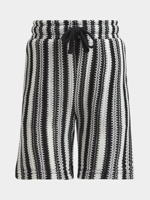 Jet Younger Boys Black/White Crochet Shorts