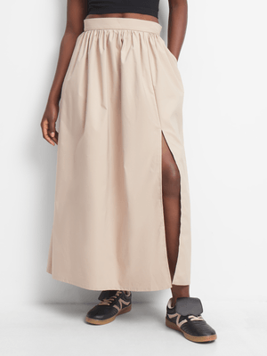 Women's Stone Taslon Maxi Skirt