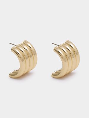 4-Ridged Half Circle Drop Earrings