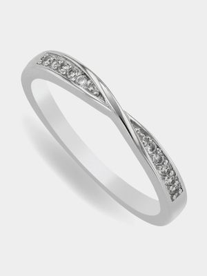 Sterling Silver & Cubic Zirconia Solitaire Anniversary Ring