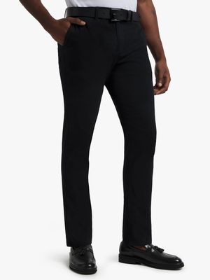 Men's Black Straight Leg Chinos