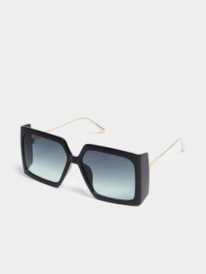 Women's Black Square Sunglasses