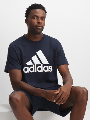 Mens adidas Big Logo SJ Navy/White Tee