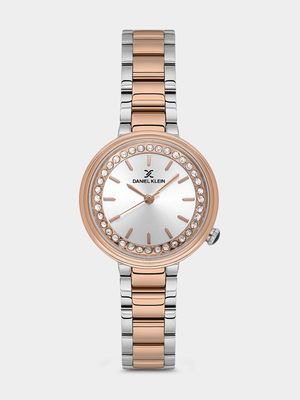 Daniel Klein Rose Plated Silver Toned Dial Bracelet Watch