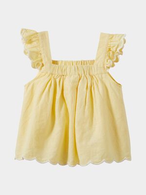 Cotton On Kids GIRL Yellow Havana Flutter Sleeve Top