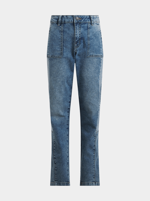 Jet Older Boys Blue Two Tone Jeans