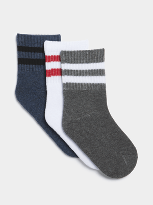 Jet Teen Boys Multicolour 3 Pack Sport Socks