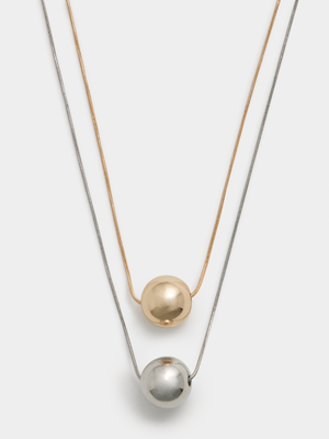 Double Layer Ball Pendant Necklace