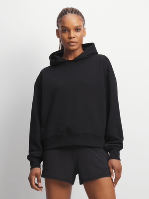 Womens TS Dynamic Fleece Black Boxy Hoodie