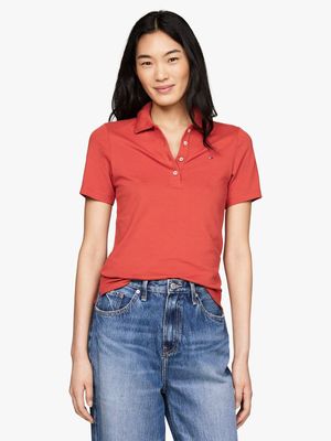 Women's Tommy Hilfiger Red 1985 Slim Pique Polo