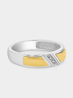 Yellow Gold & Sterling Silver Earth Grown Diamond Wedding Band