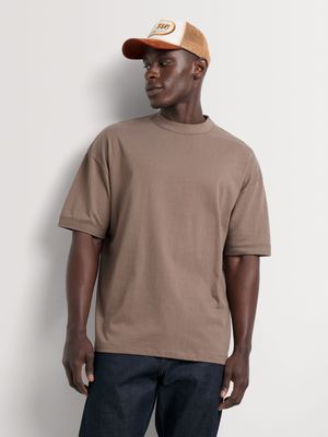 Men's Markham Raw Edge Detail Brown T-Shirt