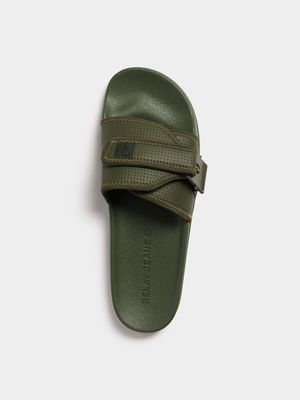 Men's Relay Jeans Green Strap Slides